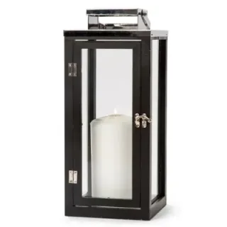 Orrefors Jernverk stainless steel lantern with wood - LT54029 (gadzety reklamowe)